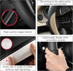 Beige Car Steering Wheel Cover, Nappa Leather, Bottom Color Blocking, Universal 14.5-15 Inch Leather Anti-Slip Breathable Aut