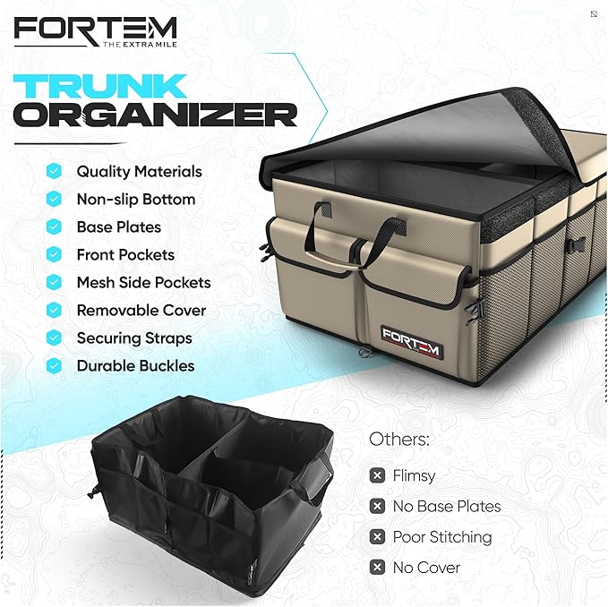 FORTEM Trunk Organizer For SUV Car Trunk Organizer, Foldable Storage, Car Accessories for Women Men, Collapsible Bag, Perfect C