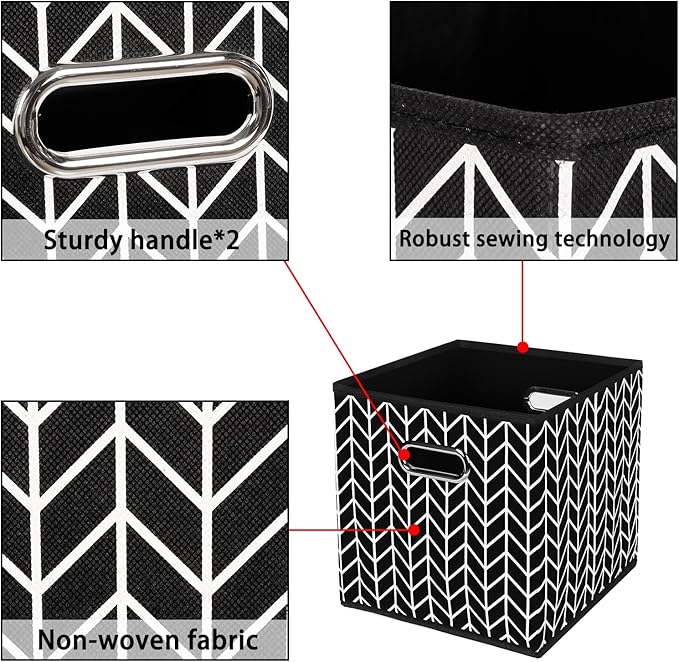 Fabric storage bins Cubes, Fabric Cube Organizer with Handle, Foldable Cube Bins for Cloth or Accessary Storage, 11x11x11, Se