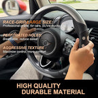 PINCTROT Large Size Race Grip Steering Wheel Cover, Anti Slip Silicone Perforated Design with Soft Touch Padding, Enhanced Grip for Sporty Driving 15.5-15.75 Inch (Racing Silver)
