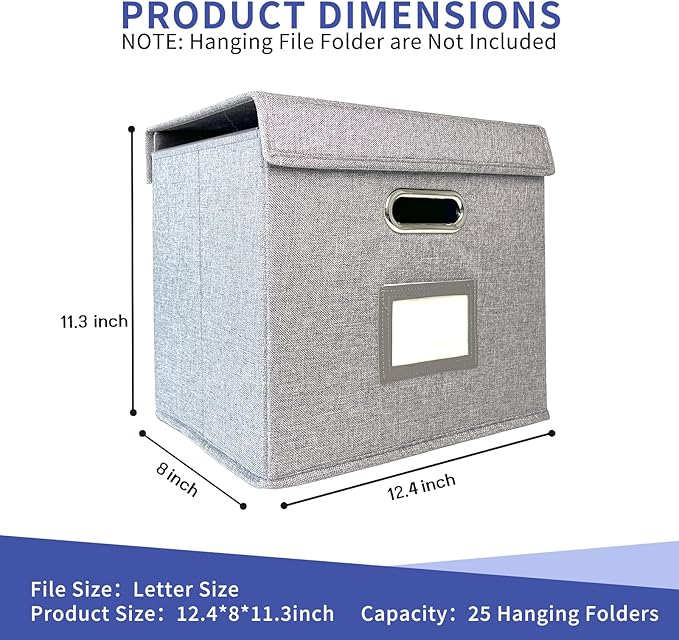 2 Pack Hanging File Folder Box with Lid, Durable Letter Size Filing Storage Box, Sturdy Magazine File Holder with Cardboard S