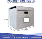 2 Pack Hanging File Folder Box with Lid, Durable Letter Size Filing Storage Box, Sturdy Magazine File Holder with Cardboard S