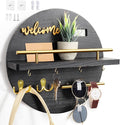 Key Holder for Wall, Key and Mail Holder Organizer with - Key Holder Wall Mount - Round Wooden Rustic Home Decor for Entryway