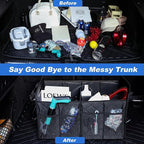 Car Trunk Organizer, 75L Large Capacity Waterproof Auto Storage with Non-Slip Bottom Strips, Collapsible Cargo Organizer for Su