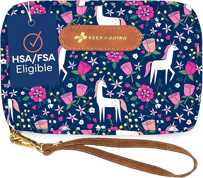 KeepGoing Travel First Aid Kit for Kids – 130 Pc. for Car, Home, Purse, Diaper Bag & Backpack with Latex-Free Bandages - Mini