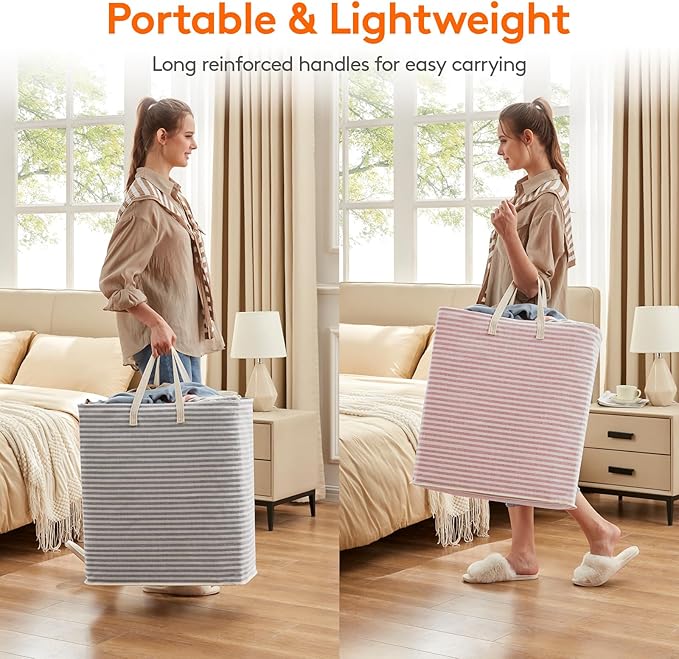 Lifewit 2 Pack Laundry Basket 100L Each, Collapsible Clothes Hamper with Reinforced Handles, Freestanding Waterproof Design f