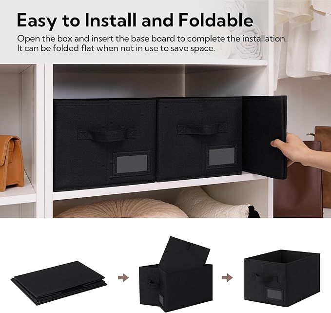 GRANNY SAYS Shelf Storage Bins, Fabric Storage Baskets for Closet and Clothes, Collapsible Storage Boxes with Handles, Decora