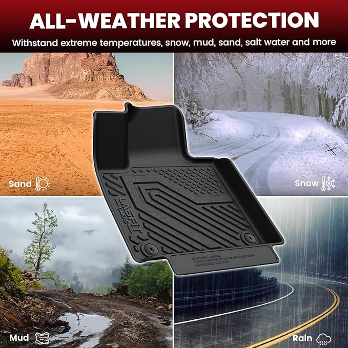 LASFIT Floor Mats & Cargo Mat for Hyundai Santa Fe 2023 2022 2021 (Only Fit Gas, Not Fit Hybrid or PHEV) All Weather TPE Custom Fit Floor Liners Accessoires, Full Set Car Mats and Trunk Mats