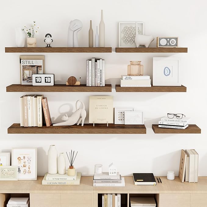 55 Inch Floating Shelves, 55"x9.25"x1.5" Inch Deep Floating Shelves for Wall, Wooden Shelves for Bathroom, Bedroom, Living Ro