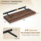 Fun Memories 24 Inch Floating Shelves for Wall, 9.3Inch Deep Floating Shelf, Extra Deeper & Thicker Wall Mounted Storage Shel