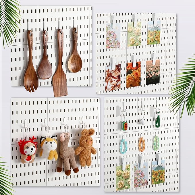 Kathfly 30pcs Pegboard Accessories 10 Clips 20 Hooks, Peg Board Accessory Kit for Wall Organizer Compatible with IKEA Skadis 