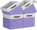Temary Foldable Cube Baskets 4Pack - Clothes Shelf Storage with Handles, Fabric Storage Organizer Bins (White&Purple, 13x15x1