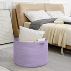 MEGASKET Purple Rope Storage Basket, 22" X 14" Large Woven Baskets, Jumbo Floor Bin for Throw Blankets Pillows, Baby Laundry 