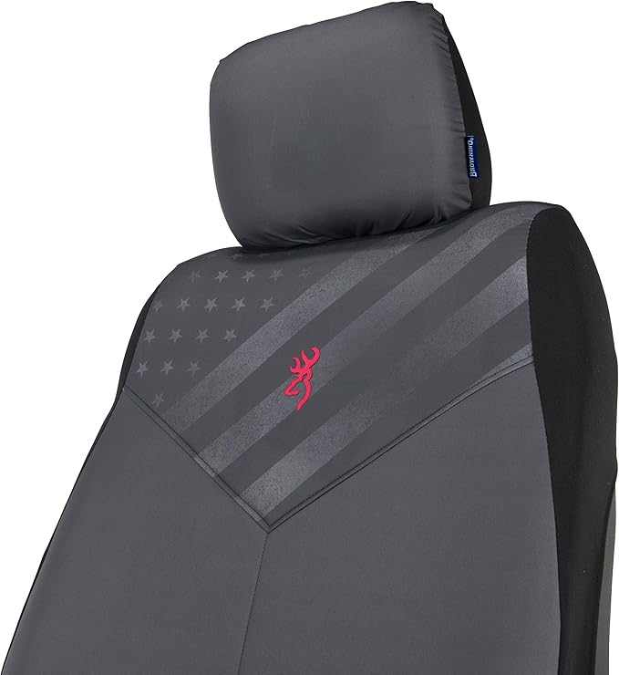 Browning Universal Low Back and Bench Seat Covers, Water and Dirt Resistant Car, Truck, and SUV Seat Covers, Traditional (Gra