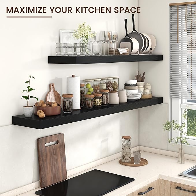 Floating Shelves for Wall, 72 Inch Wide x 12 Inch Deep Floating Shelves, Long Wood Floating Wall Shelf Shelves for Living Roo