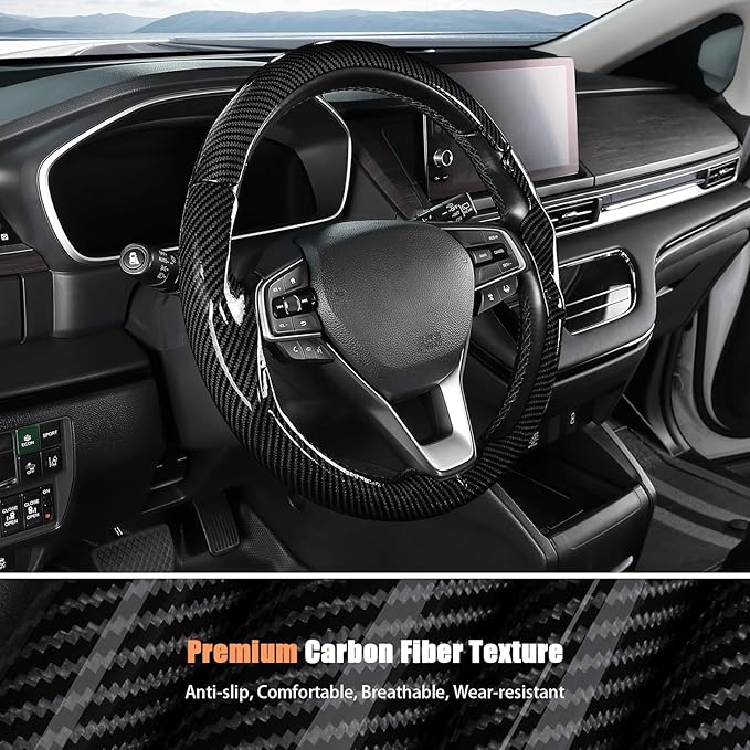 Aimato Customized Steering Wheel Cover for Honda Accord 2018-2022/Insight 2019-2022, Thin,Anti-Slip,Scratch-Resistant Exclusive Car Accessory for Honda, Bright Black