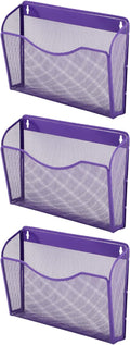 EASEPRES 3 Single Pocket Mesh Hanging File Organizer, Vertical Wall Mounted Magazine File Holder, Mount Basket Mail Paper Doc