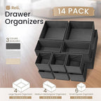 Reli. Drawer Organizer Clothes (14 Pack) | Dresser Organizer for Clothing | Drawer Bins for Bras, Nursery, Baby Clothes, Unde