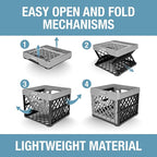 CleverMade Collapsible Milk Crate 25L (6.6 Gal) 3 Pack, 50 lb Capacity Heavy Duty Folding Crate – Stackable Storage Crates wi