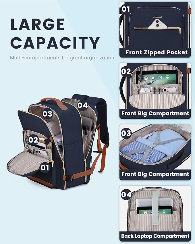 LOVEVOOK Travel Backpack for Women & Men 40L,Airline Approved Carry On Backpack Travel Essentials,TSA Carry on Luggage,Waterp