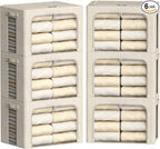 FHSQX 6 Pack Clothes Storage Bins with Metal Frame Foldable Storage Bins for Clothes Linen Fabric Storage Box with Clear Wind