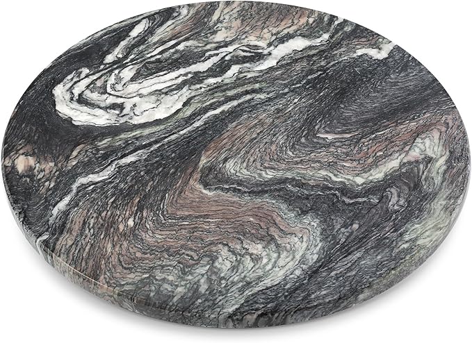 Koville 16'' Luxurious Natural Marble Lazy Susan Marble Turntable for Kitchen Dinning, Lazy Susans Organizer for Cabinet, Ser
