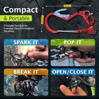 OUTDOOR ELEMENT Fire Escape, Emergency Escape Tool, Seatbelt Cutter, Window Breaker, Multi Tool, Fire Starter, Carabiner, and