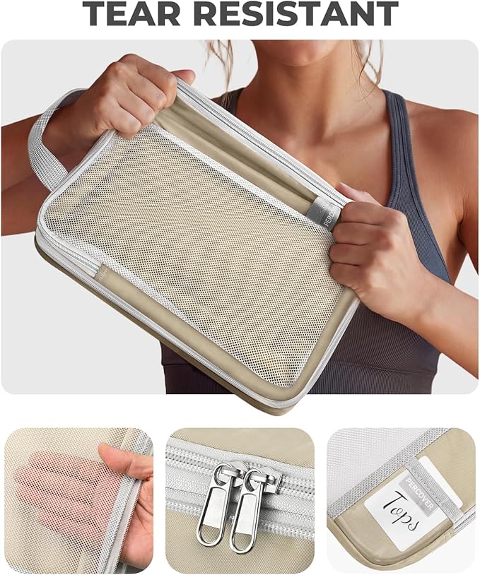 Percover Compression Packing Cubes 10-Piece Set, Packing Cubes Compression for Travel with Toiletry Bag, Laundry Bag & Shoe B
