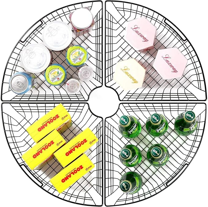 Leeden Lazy Susan Organizer Basket for 24" Diameter Turntable - 16.3" x 10.3" x 4" Metal Organizing Storage Bins (6 Packs) - 
