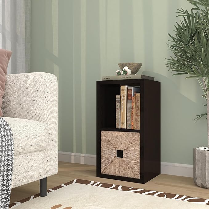 CTESNE【2026 Wooden Thick Frame 2 Cube Storage Organizer Shelf with Anti-Tipping Kits + Reversible Open Back Bookcase, Horizon