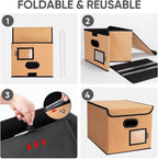BALEINE File Organizer Box with Lid, Collapsible File Folder Organizer with Plastic Slide, Hanging File Folder Box for Office