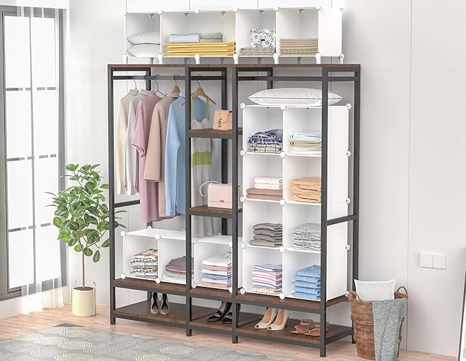 HOMIDEC Closet Organizers and Storage, 16 Cube Storage Organizer, Closet Organizer Bookshelf Cubes Shelves for Clothes, Bedro