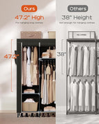 CASAMAYA Portable Closet, 51.2 Inch Large Capacity Wardrobe Closet with Cover, Clothes Storage Organizer with Shelves and 3 H