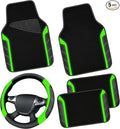 CAR PASS Leather Steering Wheel Cover and Waterproof Car Floor Mats,Microfiber Universal Car Combo Fit for 95% Sedan,SUV,Cars