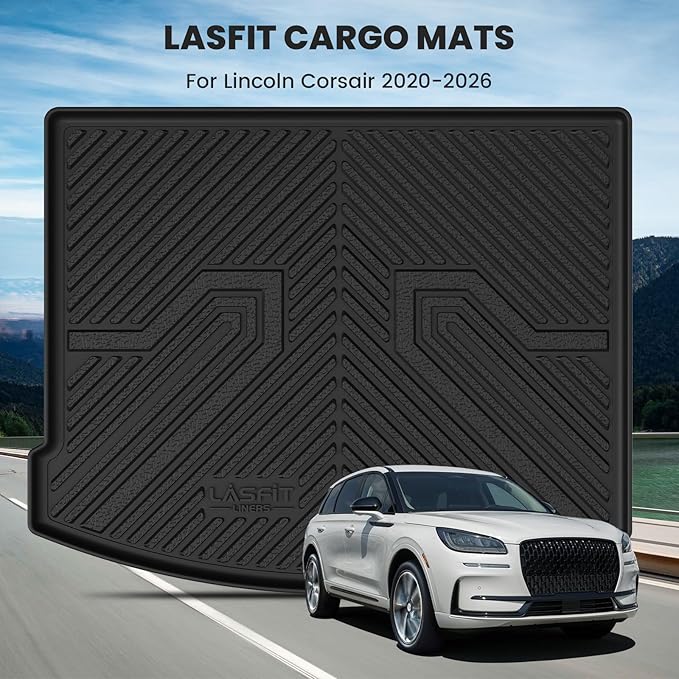 LASFIT Trunk Mat for Lincoln Corsair 2026 2025 2024 2023 2022 2021 2020, All Weather TPE Cargo Mats Custom Fit Cargo Liner Front & Rear Trunk Liner, Black, Easy to Clean