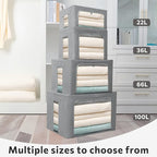 FHSQX 2 Pack Clear Window Storage Bins Stackable Linen Fabric Storage for Clothes Foldable Box Organizer Set with Carrying Ha