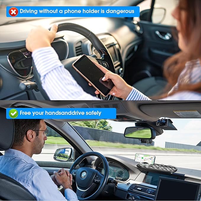 1pc Multifunction Car Anti-Slip Mat and Phone Holder, Gray-Silver Dashboard Pad with Temporary Parking Number Pad for Phones 