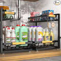 Sevenblue 2 Packs Under Sink Organizer, Height Adjustable 2 Tier Under Kitchen Sink Organizer, Multi-Purpose Storage Shelf fo