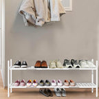 Shoe Rack, Expandable Shoes Organizer Metal Shelf Stand, 2 Tier Stackable Long Shoe Storage Holder For Closet, Floor, Entrywa