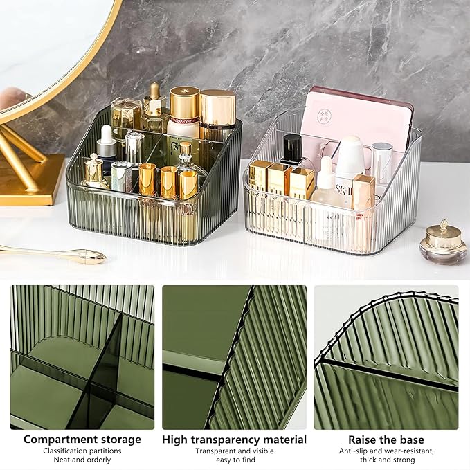 DASITON Large Capacity Makeup Brush Holder,5 Slot Makeup Brush Cup,Vintage striped Make Up Brush Holder,for Vanity Decor,Bath