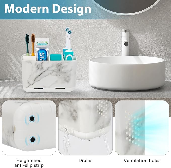 Boperzi Toothbrush Holders for Bathrooms Organizers and Storage, Large Tooth Brush Holders, Electric Toothbrush and Toothpast