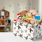Mallard Duck Storage Basket Waterproof Canvas Toy Storage Bin Mallard Duck Room Decor Collapsible Outdoor Basket with Leather