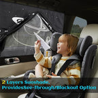 Magnetic Car Window Shades, 2 Packs Car Sun Shades for Baby, 2 Layers for Blackout/See Through Options Space Pattern Side Window Curtain for Kids Heat/UV Blocker