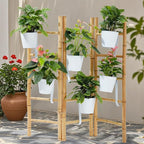 Bamboo Blanket Ladder for Living Room, Towel Clothes Quilt Plant Decorative Farmhouse Wall Leaning Display Ladder Shelf for B