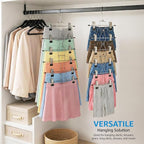 ZOBER 3-Pack 6-Tier Skirt Hangers with Clips - Pants Hangers with Clips Space Saving, Closet Organization, Swivel Hooks, Coll