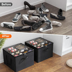 Lifewit Shoe Storage Organizer for Closet, Fabric Large Shoe Box Storage Containers with Clear Cover, Foldable Bins for Boots