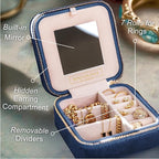 Benevolence LA Plush Velvet Jewelry Box | Travel Jewelry Case Organizer with Mirror | Featured in Oprah's Favorite Things | B
