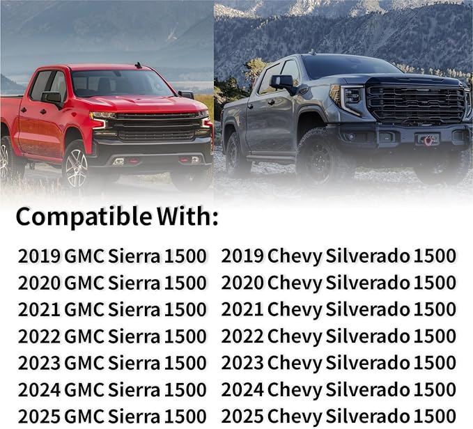 Right Passenger Side Mirror Glass Compatible with 2019-2025 Chevy Silverado 1500 GMC Sierra 1500 W/Blind Spot Heated W/backing plate (with a tool) Replace#GM1325160 84309705