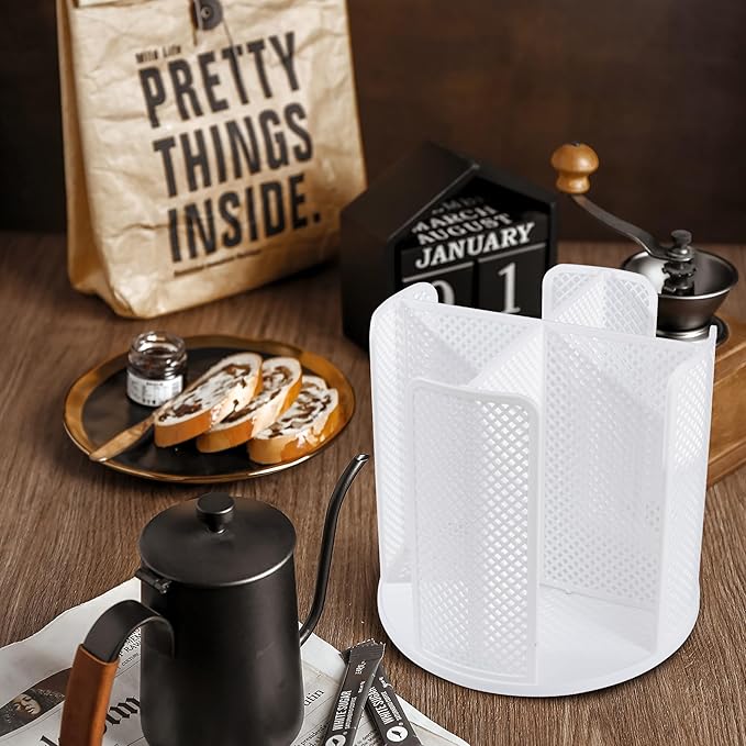 Rotating Paper Cup Dispenser with 4 Compartments, Disposable Coffee Cup Storage & Lid Holder for Countertops, Kitchen, Coffee