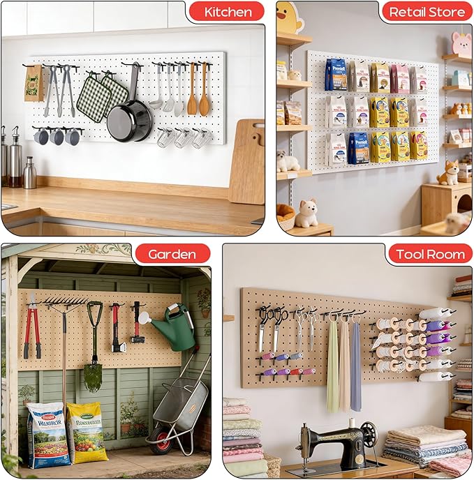 69PCS 2/4/6 Inch Extra Thick Pegboard Hooks, Heavy Duty Peg Board Organizer Accessories, Peg Board Tool Hangers Fit for 1/4" 